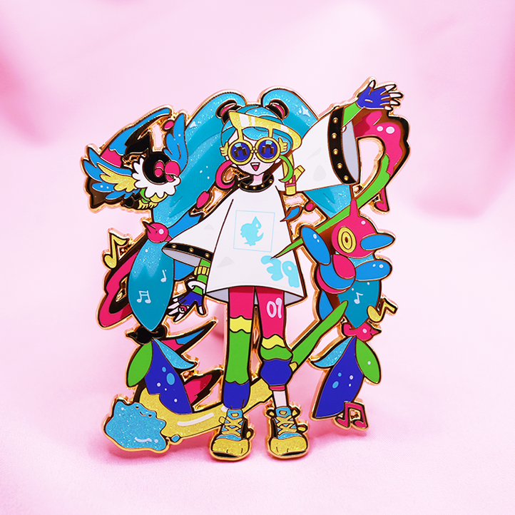 [NORMAL TYPE] JUMBO PROJECT VOLTAGE MIKU GOLD PLATED ENAMEL PIN