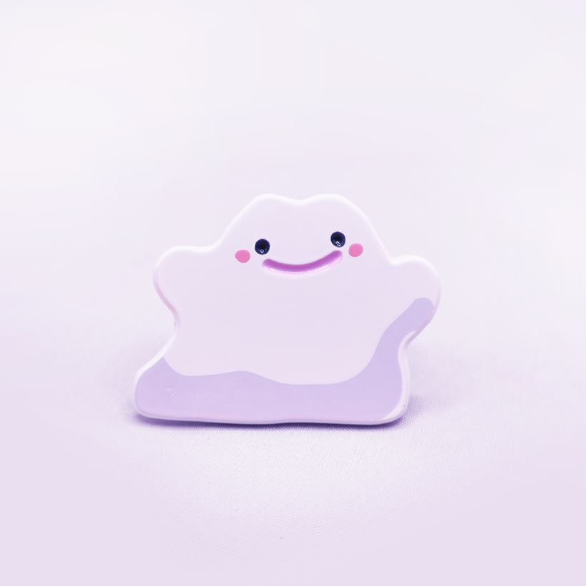 [WHITE] [OPEN SMILE] DITTO [SQUIGGLE] [RIGHT] [POKEMALLOW]  SOFT DYED ENAMEL PIN