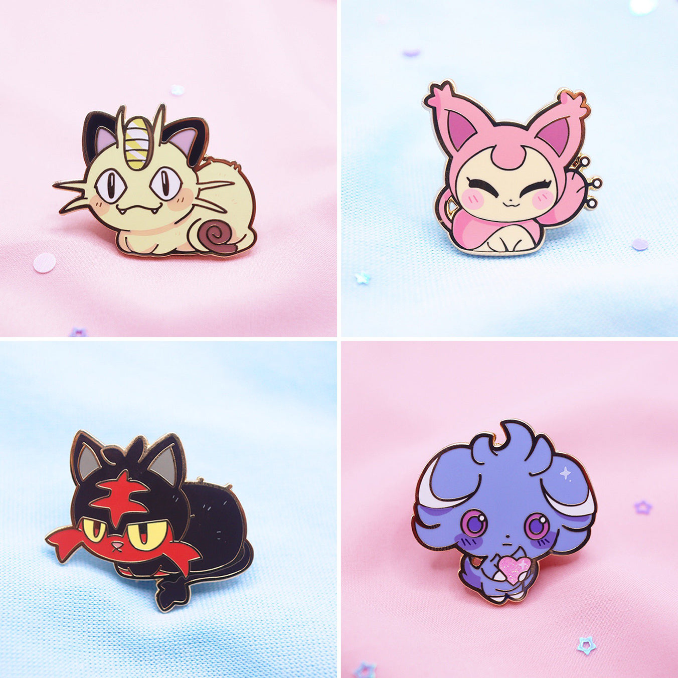 POKE KITTIES SET [4 PC]  ENAMEL PIN [POKECAT]