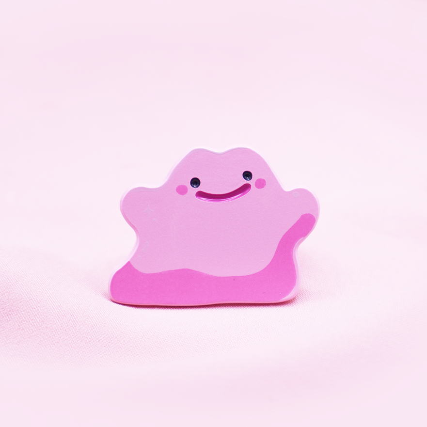 [PINK] [OPEN SMILE] DITTO [SQUIGGLE] [RIGHT] [POKEMALLOW]  SOFT DYED ENAMEL PIN