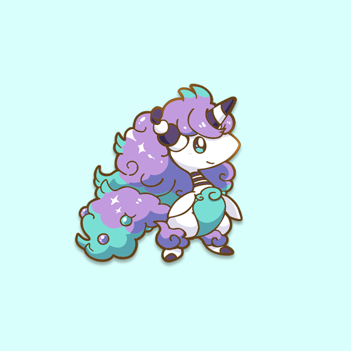 [MEGA AMPHAROS X GALARIAN PONYTA] UNICORN FORM  [POKE DRAGON FUSION] ENAMEL PIN   [PREORDER]