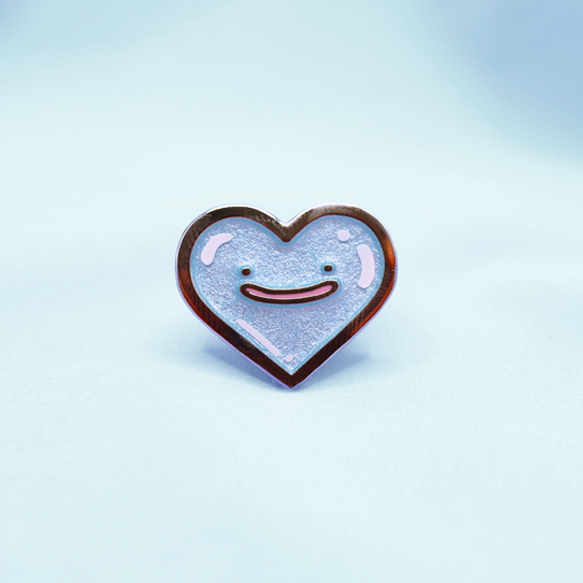 MINI DITTO HEART [OPEN SMILE]  [BLUE PEARL]  ENAMEL PIN