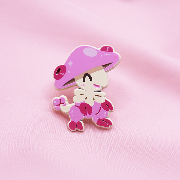 [PREORDER] [PATREON EXCLUSIVE] SHINY BRELOOM [HAPPY PINK]  [POKEMALLOW] SOFT DYED ENAMELPIN [MIXED GRADE]
