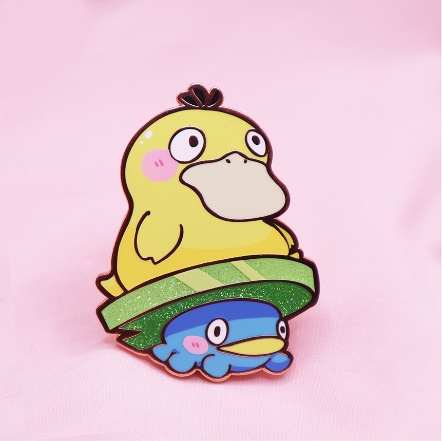 [ROSE GOLD] [PINK BLUSH] PSYDUCK &amp; LOTAD  [POKEBUDDIES]  ENAMEL PIN