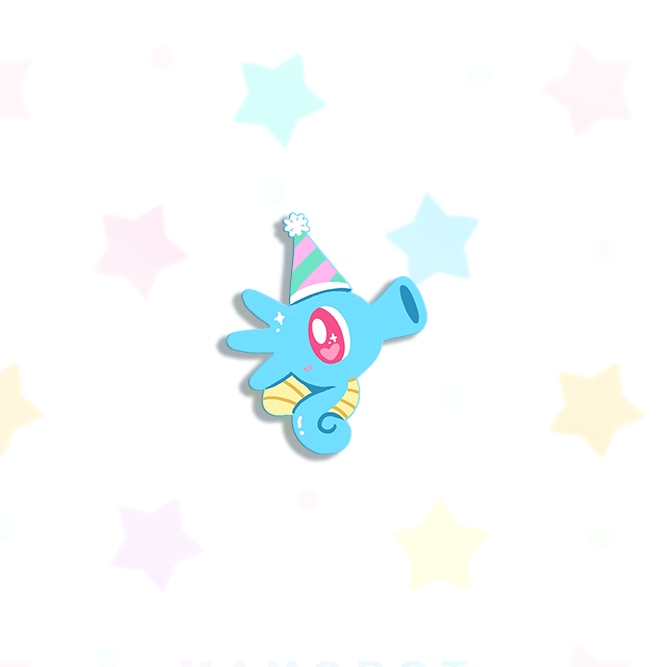 HORSEA [PARTY HAT] [CELEBRATION]  SOFT DYED ENAMELPIN  [PATREON EXCLUSIVE] [PREORDER]
