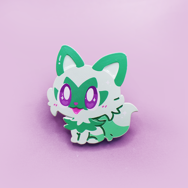 [~SHINY] SPRIGATITO [SWEET] [POKEKITTY] [PATREON EXLUSIVE] [POKEMALLOW]  SOFT DYED ENAMELPIN