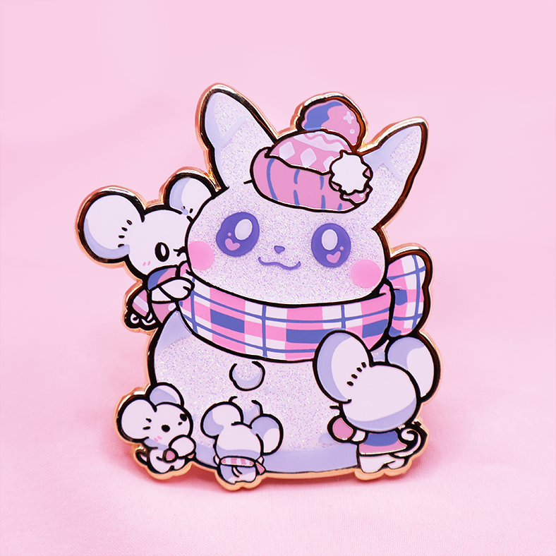 [PATREON EXCLUISVE] PINK MAUSHOLD [SNOMAN PIKA] ENAMELPIN [POKEBUDDIES]
