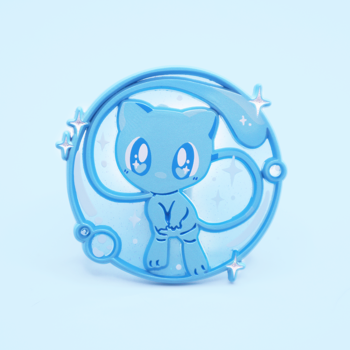 [PREORDER] [SHINY BLUE] BUBBLE MEW [GLITTERY STAINED GLASS] [DELUXE POKEMALLOW] ENAMELPIN [PATREON EARLY ACCESS PREORDER]
