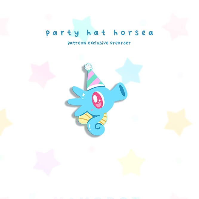 HORSEA [PARTY HAT] [CELEBRATION]  SOFT DYED ENAMELPIN  [PATREON EXCLUSIVE] [PREORDER]