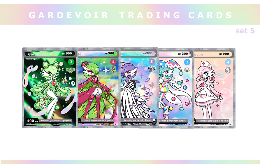 [WAVE 5] [5 CARD SET]  [ART TRADING CARDS] FASHION GARDEVOIR [PATREON EARLY ACCESS PREORDER]