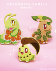 [3 PC SET] SHINY CHIKORITA FAMILY SET [POKEMALLOW]  SOFT DYED ENAMEL PIN