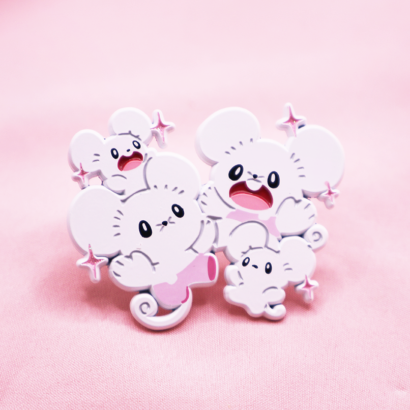 [PATREON EXCLUSIVE] [PINK SPARKLE] MAUSHOLD FAMILY [POKEMALLOW]  SOFT DYED ENAMELPIN