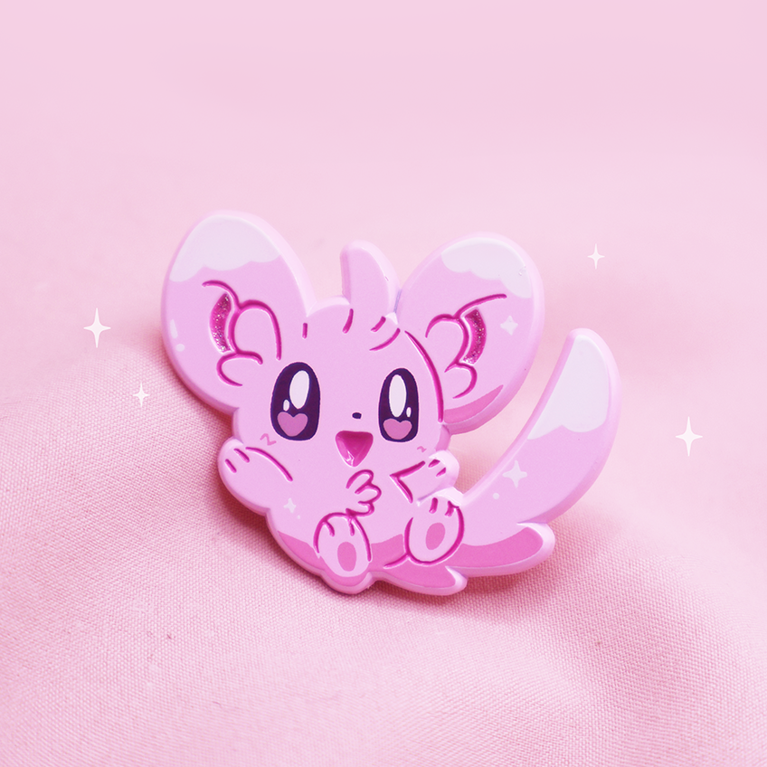 PASTEL PINK MINCCINO [POKEMALLOW]  SOFT DYED ENAMEL PIN