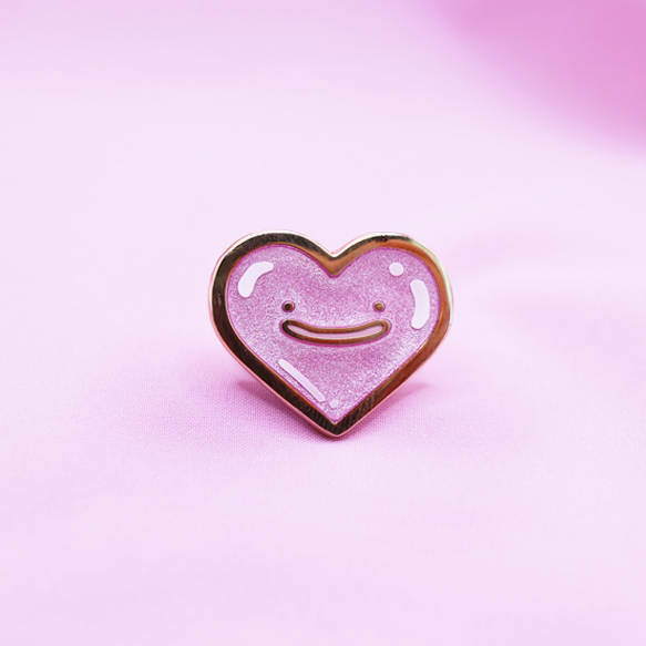 MINI DITTO HEART [OPEN SMILE]  [PURPLE PINK PEARL]  ENAMEL PIN