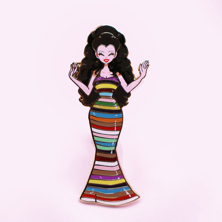 STRIPED COLORED DRESS [FASHION] NANNY [FRAN] [RAINBOW DRESS]  ENAMEL PIN
