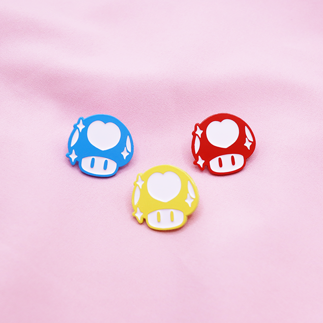 [RBY] 1 HEART UP MUSHROOM PIN SET [3 PC ]