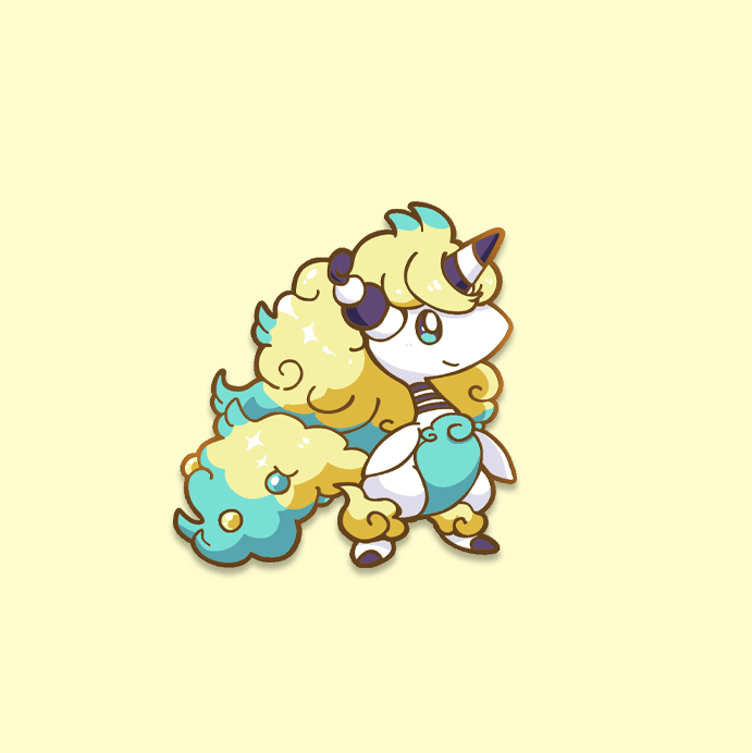 [~SHINY] [MEGA AMPHAROS X GALARIAN PONYTA] SHINY UNICORN FORM  [POKE DRAGON FUSION] ENAMEL PIN   [PREORDER]