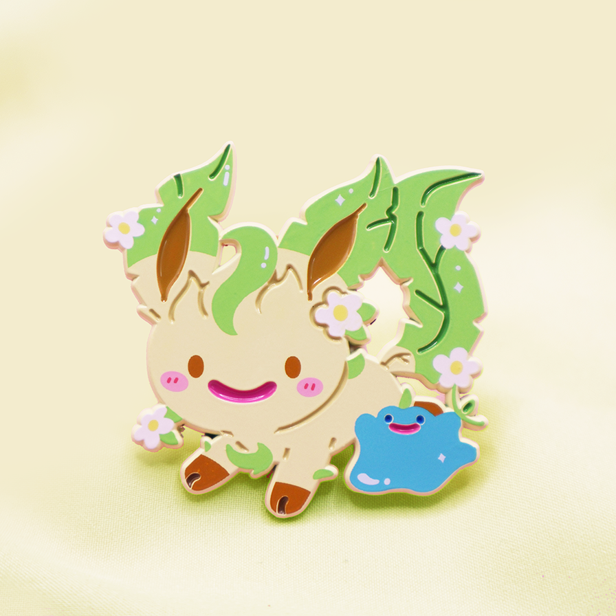 [SHINY LEAFEON] X DITTO [TRANSFORM!] ENAMELPIN  [PATREON EXCLUSIVE] [PREORDER]
