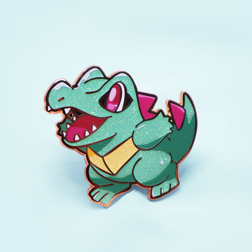 [~GLITTERY TEAL] TOTODILE [POKEBUDDIES]  ENAMEL PIN