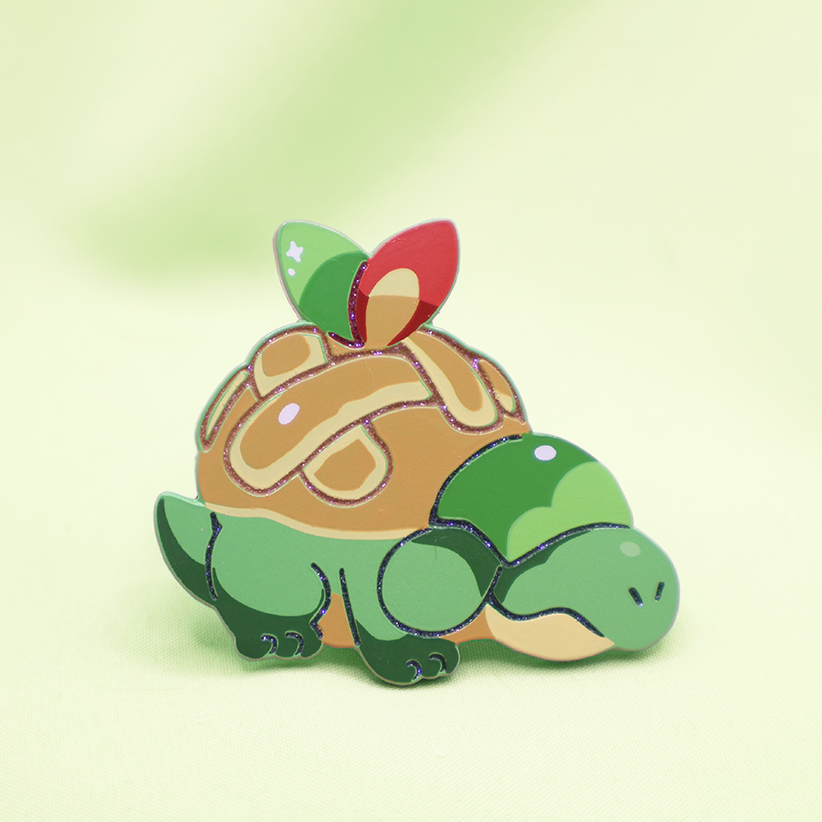 [~SHINY GREEN APPLE GLITTER] APPLETUN [SWEET] [POKEMALLOW]  SOFT DYED ENAMEL PIN
