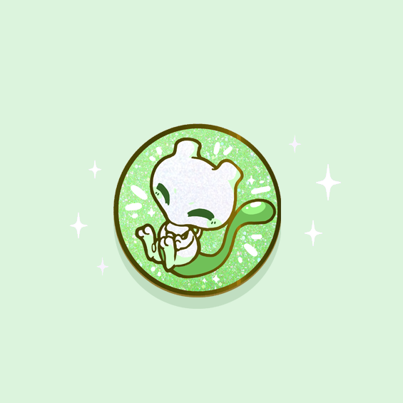 [~SHINY GREEN] TCG DOODLE: BUBBLE MEWTWO ENAMELPIN  [PATREON EXCLUSIVE] [PREORDER]