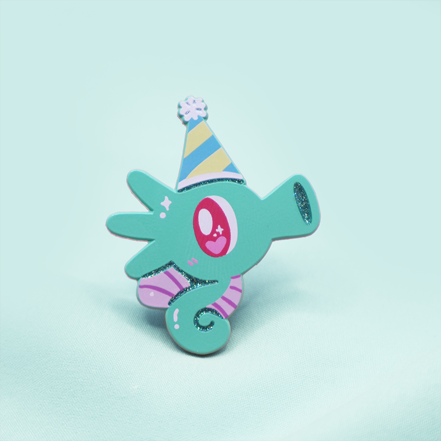 [~SHINY PARTY HAT] HORSEA [CELEBRATION] SOFT DYED ENAMELPIN [ PATREON EXCLUSIVE]