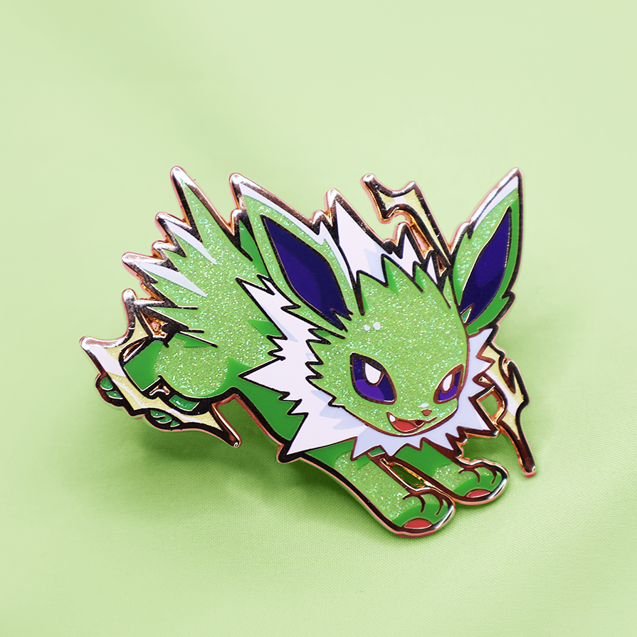 [~SHINY GLITTERY GREEN] JOLTEON ENAMEL PIN [POKEBUDDIES]