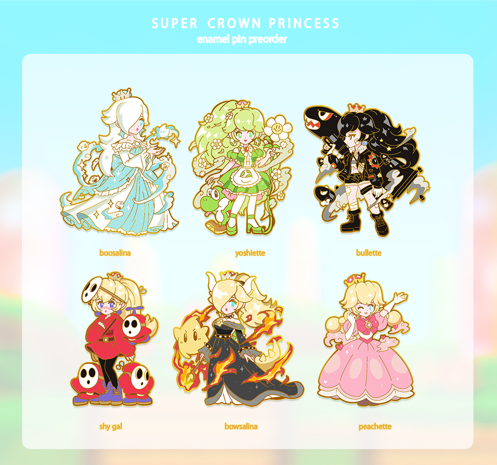 NINTENDOLL SET [SUPER CROWN PRINCESSES] [ 6 PC + FREE LUMALEE PIN ] [PATREON PREORDER]