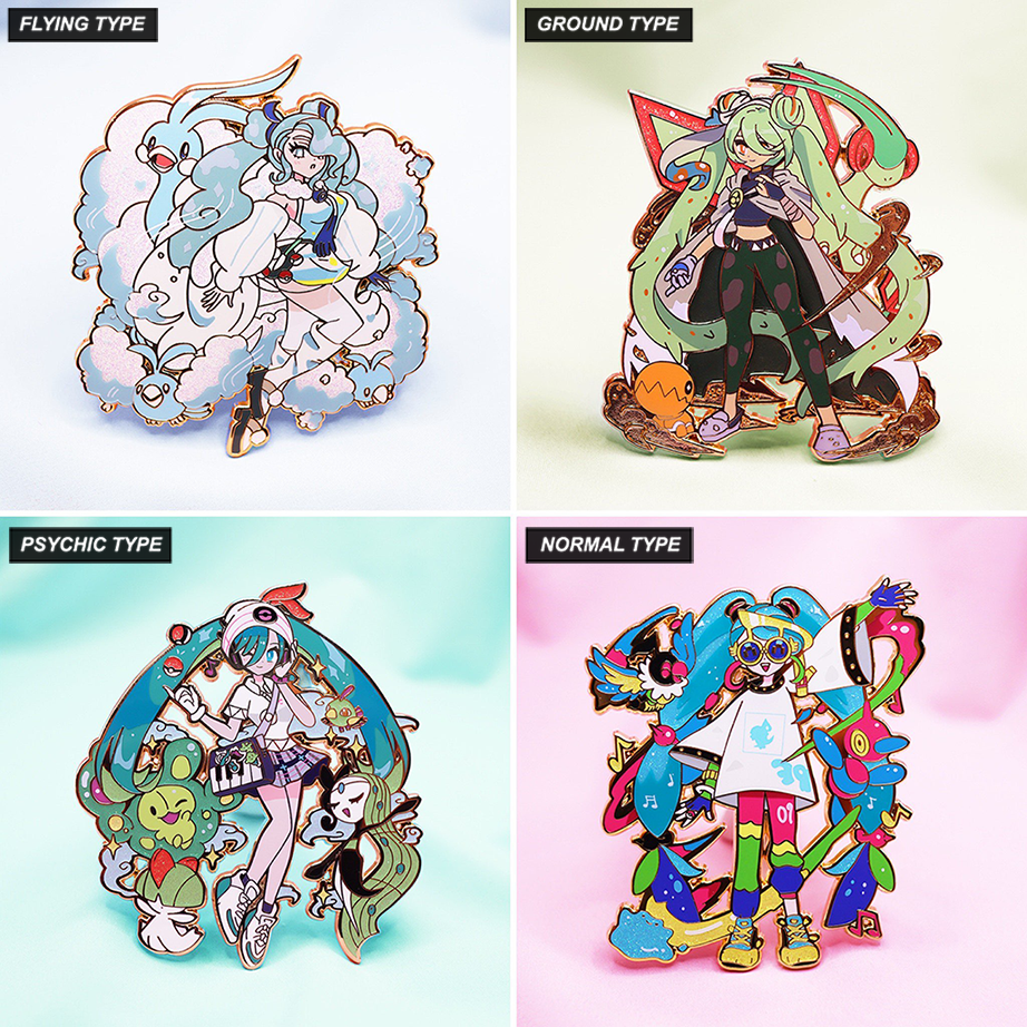 [WAVE 2] [ 4 PC SET] JUMBO PROJECT VOLTAGE MIKU GOLD PLATED ENAMELPIN [PREORDER] [ SHIPPING LATE MARCH  ‘24]