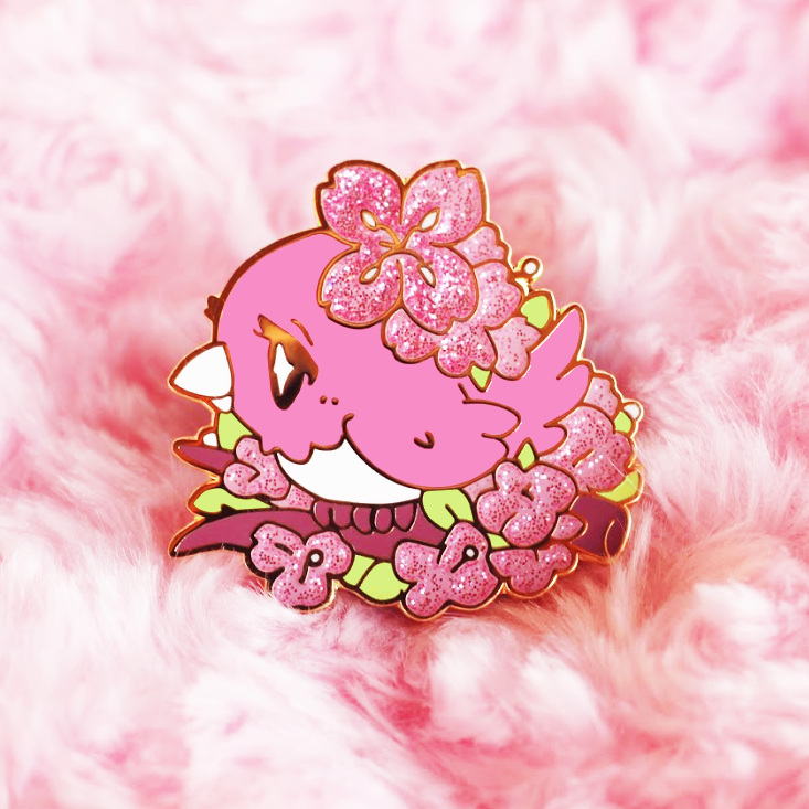 GLITTER SAKURA BIRD ENAMEL PIN