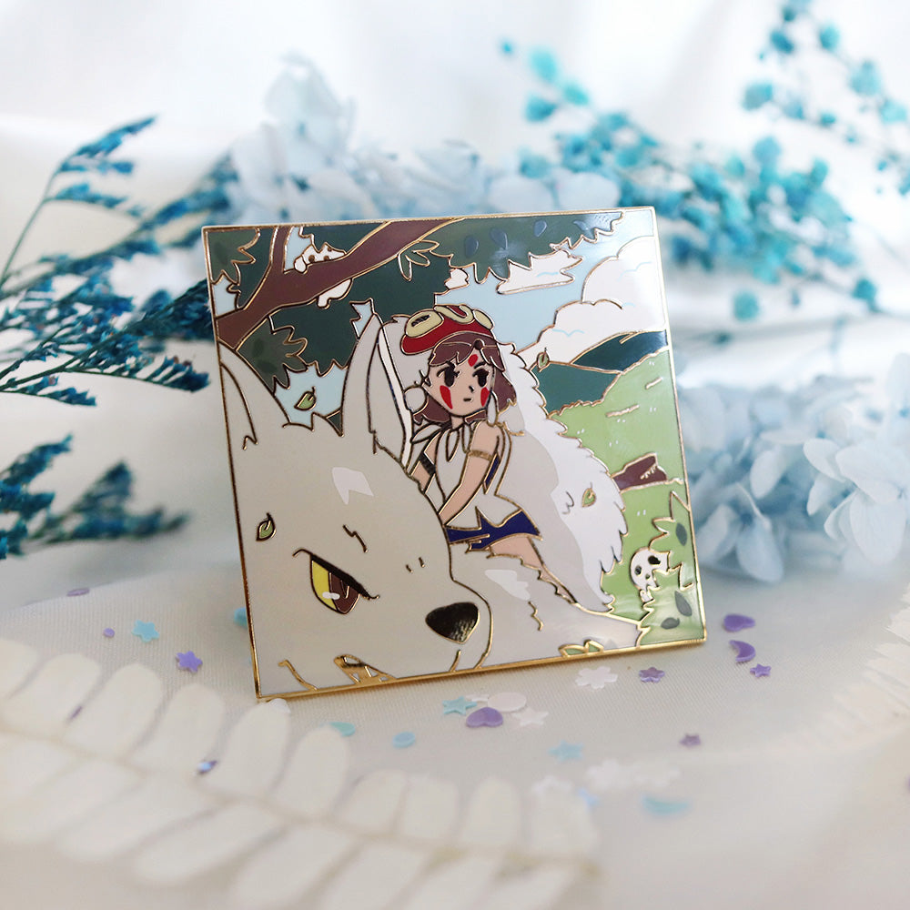 MONONOKE FOREST SCENE SQUARE ENAMEL PIN