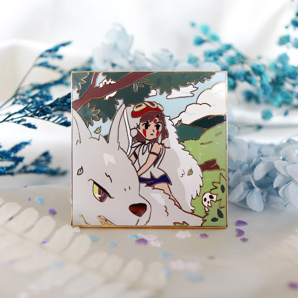MONONOKE FOREST SCENE SQUARE ENAMEL PIN