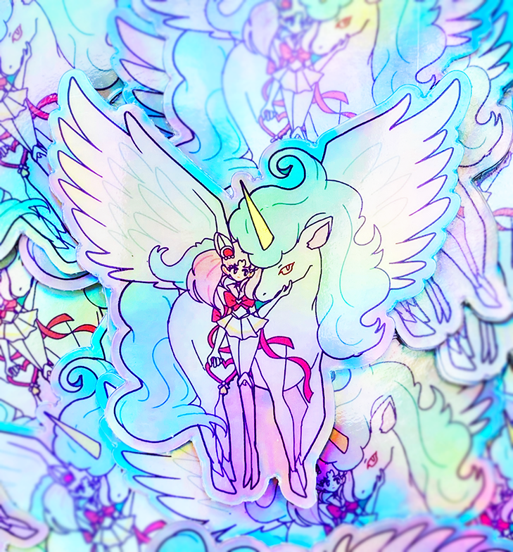 HOLOGRAPHIC VINYL STICKER - CHIBIUSA &amp; PEGASUS