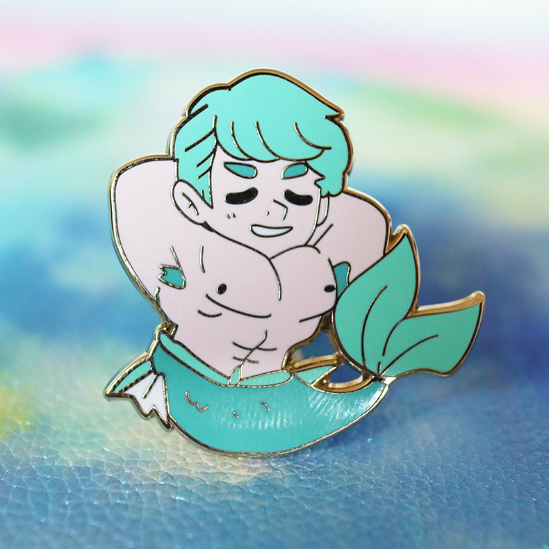 TEAL MERMAN ENAMEL PIN – MAMOBOT