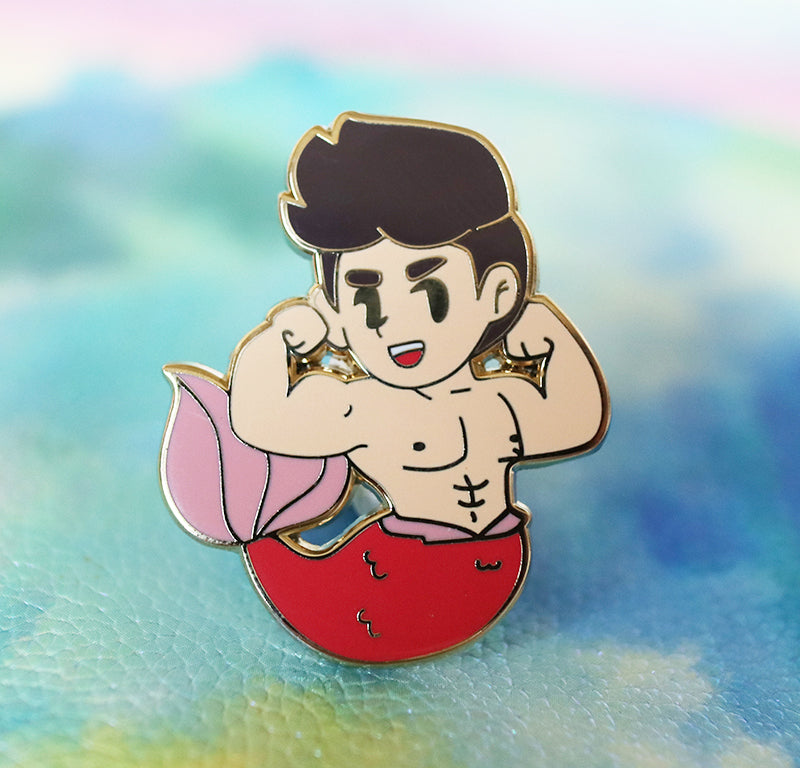 RED MERMAN ENAMEL PIN