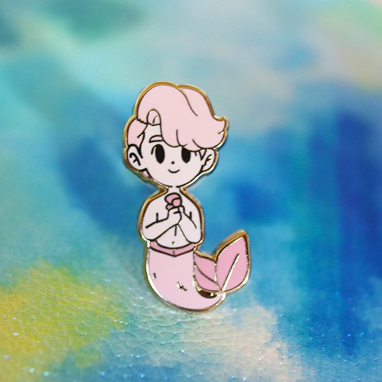 BABY PINK MERBOY ENAMEL PIN