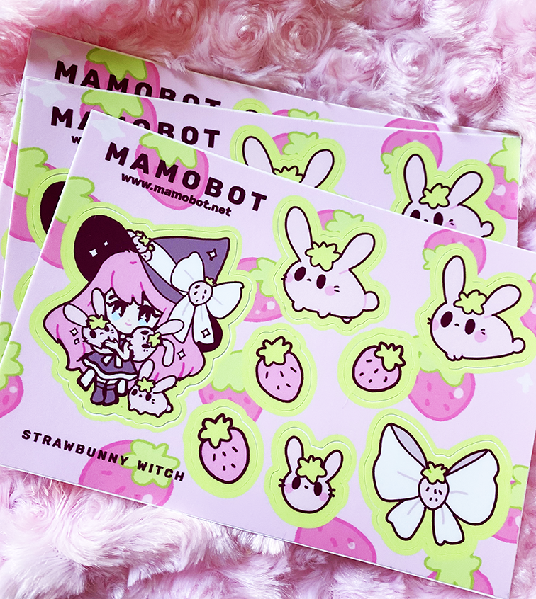 Strawbunny Witch Sticker Sheet