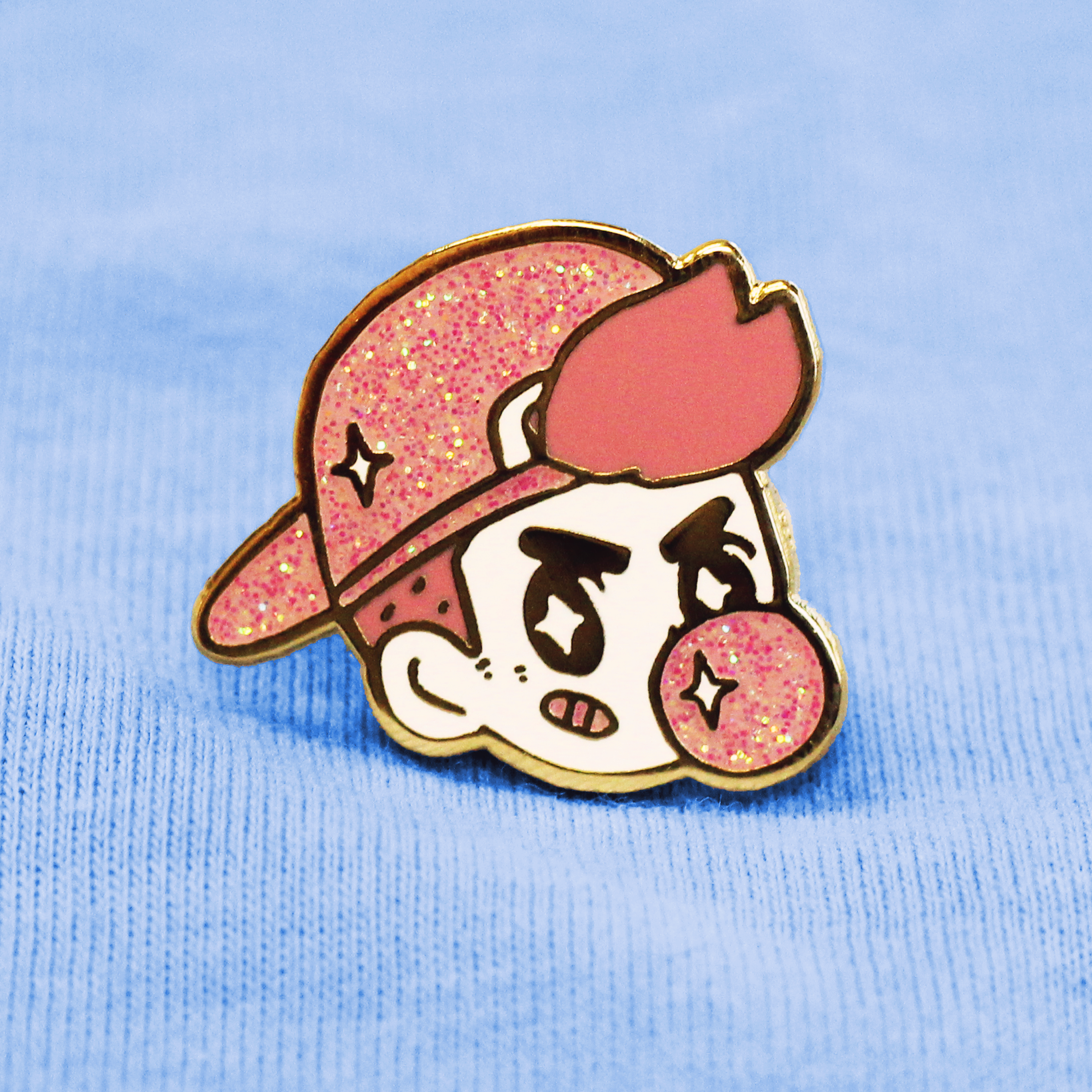 Tough Guy! Pink Glitter Enamel Pin