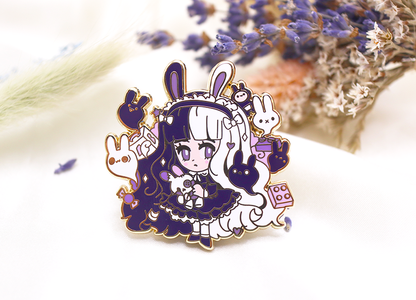 PURPLE BUNNY DOLL ENAMEL PIN