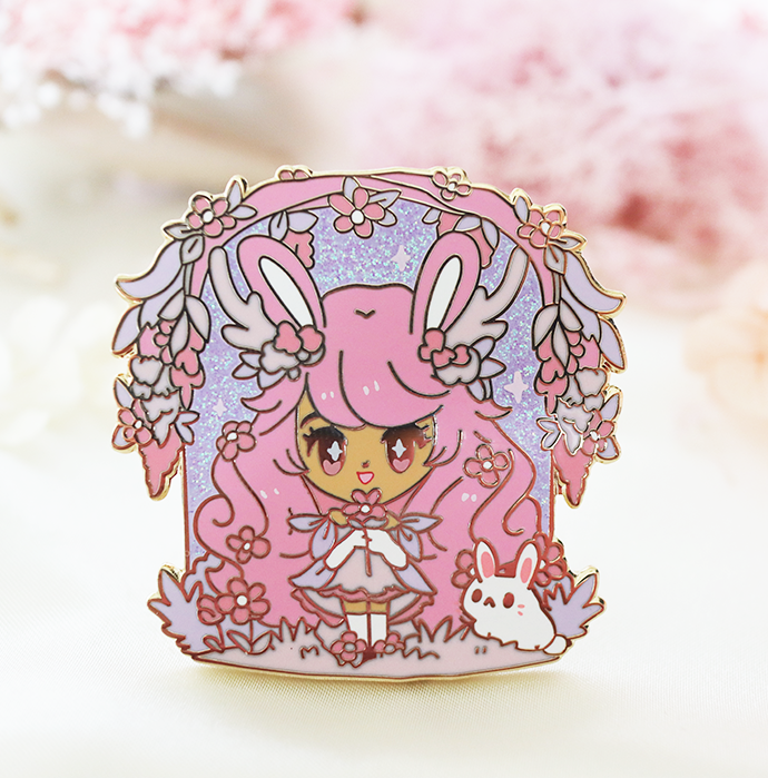 CHIBI SAKURA LILAC WOODLAND BUNNY MIKA ENAMEL PIN [PATREON EXCLUSIVE]