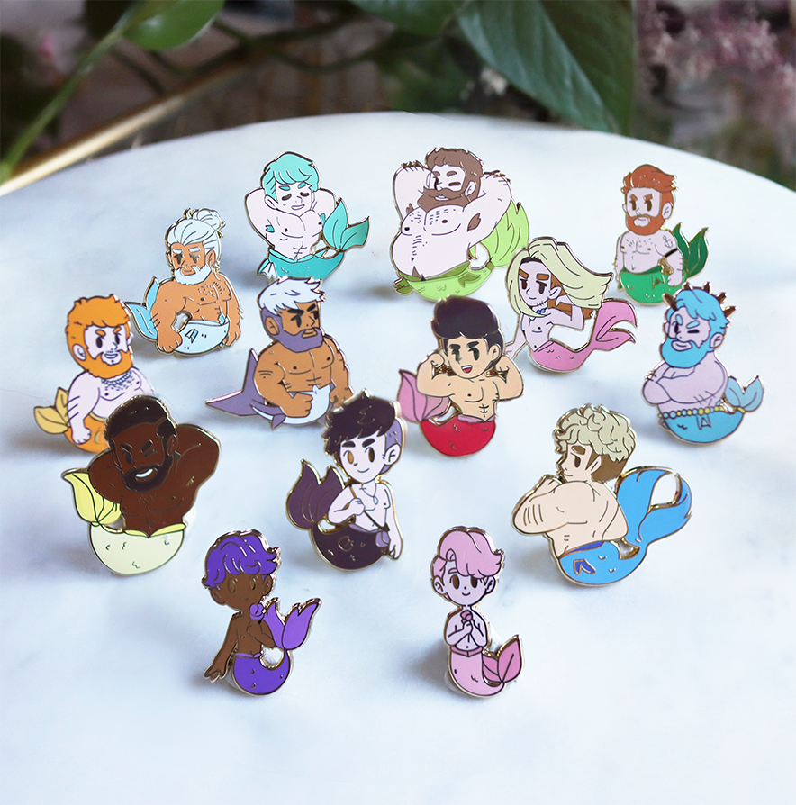 MERMEN LAGOON ENAMEL PIN SET [15 PC] [including octodad]